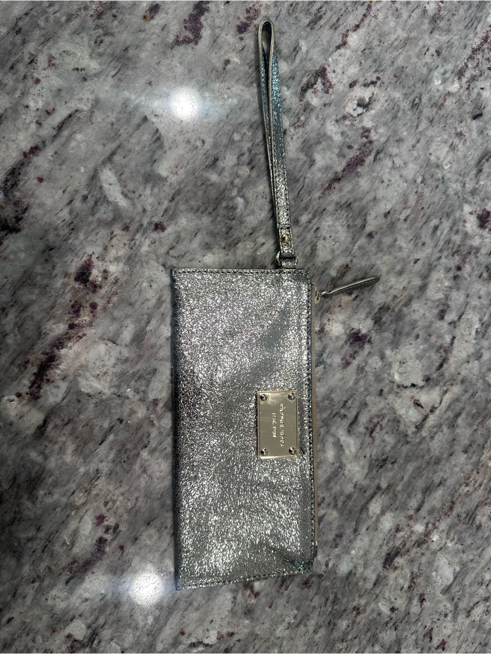 MICHAEL Michael Kors gold metallic wristlet interior plaque
